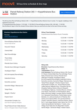 50 Bus Time Schedule & Line Route