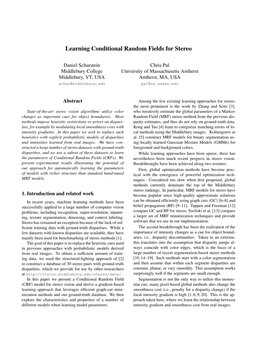 Learning Conditional Random Fields for Stereo