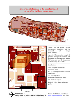 Area of Potential Damage in the Case of an Impact on One of the La Hague Storage Pools