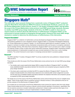 Singapore Math® WWC Intervention Report