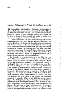 Queen Elizabeth's Visit to Tilbury in 1588