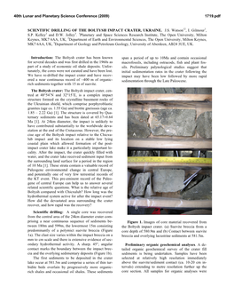 Scientific Drilling of the Boltysh Impact Crater, Ukraine