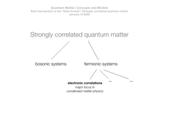 Strongly Correlated Quantum Matter January 14 2020