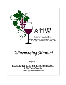 Sacramento Home Winemakers' Manual