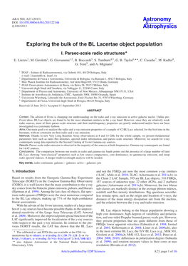 Exploring the Bulk of the BL Lacertae Object Population I