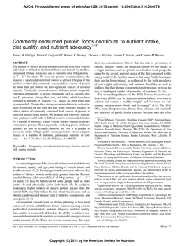 Commonly Consumed Protein Foods Contribute to Nutrient Intake, Diet Quality, and Nutrient Adequacy1–7