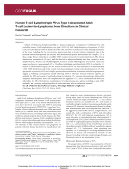 Human T-Cell Lymphotropic Virus Type I–Associated Adult T-Cell Leukemia–Lymphoma: New Directions in Clinical Research