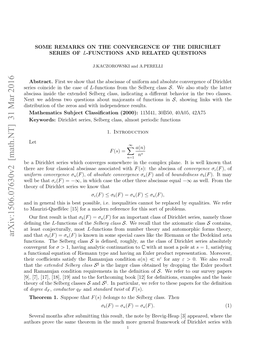 Arxiv:1506.07630V2 [Math.NT] 31 Mar 2016 Itiuino H Eo N Ihidpnec Results