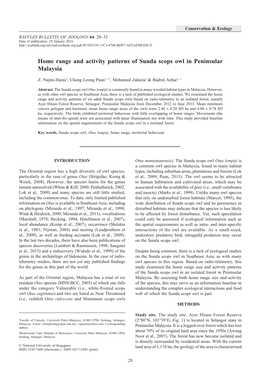 Home Range and Activity Patterns of Sunda Scops Owl in Peninsular Malaysia