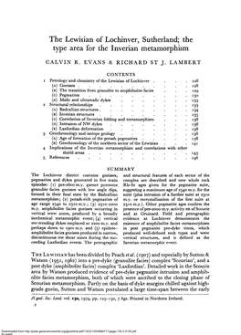 The Lewisian of Lochinver, Sutherland; the Type Area for the Inverian Metamorphism
