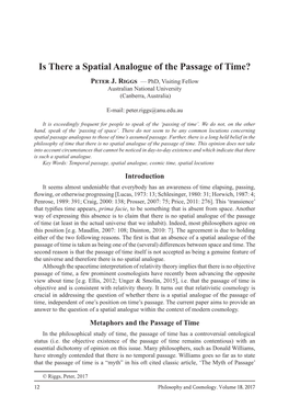 Is There a Spatial Analogue of the Passage of Time? Peter J