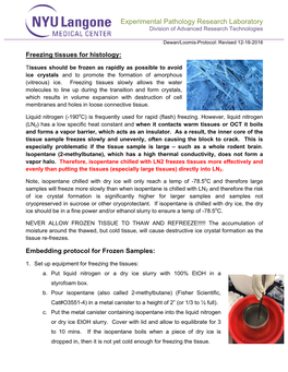 Freezing Tissues for Histology