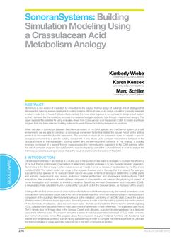 Building Simulation Modeling Using a Crassulacean Acid Metabolism Analogy