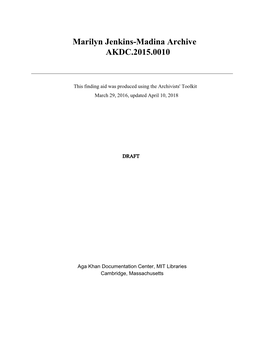 Marilyn Jenkins-Madina Archive AKDC.2015.0010