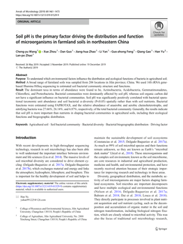 Soil Ph Is the Primary Factor Driving the Distribution and Function of Microorganisms in Farmland Soils in Northeastern China