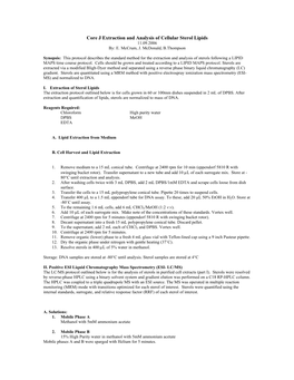 Sterols Mass Spectra Protocol