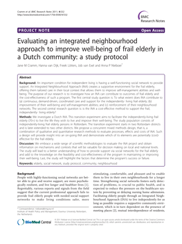 Evaluating an Integrated Neighbourhood Approach To
