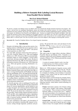 Arxiv:2005.08206V1 [Cs.CL] 17 May 2020 and the Projection Method Itself