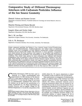 Comparative Study of Different Thermospray Interfaces with Carbamate Pesticides: Influence of the Ion Source Geometry