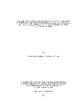 Enumeration of Total Airborne Bacteria, Yeast and Mold