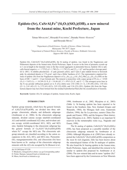 Epidote-(Sr), Casral2fe (Si2o7)(Sio4)(OH), a New Mineral from the Ananai Mine, Kochi Prefecture, Japan