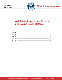 Audio Impedance Testers and Sound Level Meters