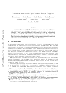 Memory-Constrained Algorithms for Simple Polygons∗