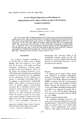 In Vitro Melanin Deposition on Microfilariae of Brugia Pahangi and B