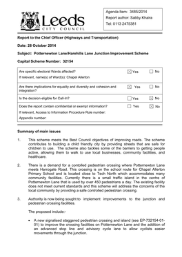 Potternewton Lane/Harehills Lane Junction Improvement Scheme