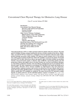 Conventional Chest Physical Therapy for Obstructive Lung Disease