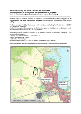 Bekanntmachung Der Stadt Zarrentin Am Schaalsee Bebauungsplan Nr