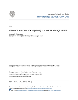 <I>Blackwall</I> Box: Explaining US Marine Salvage Awards