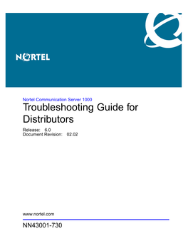 Troubleshooting Guide for Distributors Release: 6.0 Document Revision: 02.02