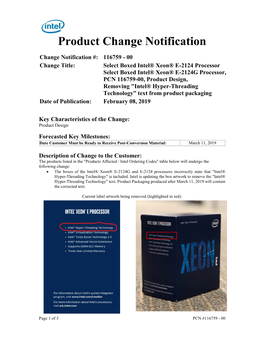 Product Change Notification