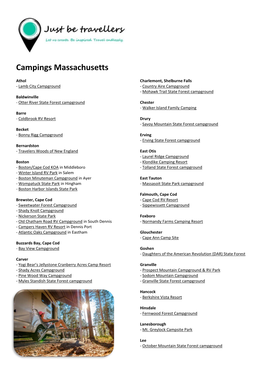 Campings Massachusetts