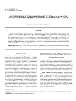 CHARACTERIZATION of the MOLLUSCICIDAL ACTIVITY of Bauhinia Variegata and Mimusops Elengi PLANT EXTRACTS AGAINST the Fasciola VECTOR Lymnaea Acuminata