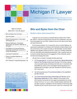 Michigan IT Lawyer a Publication of the State Bar of Michigan Information Technology Law Section