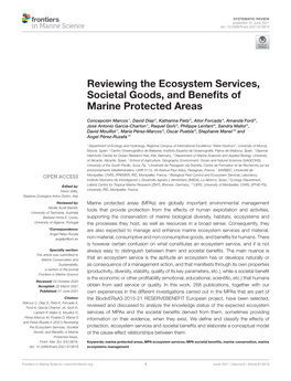 Reviewing the Ecosystem Services, Societal Goods, and Benefits Of