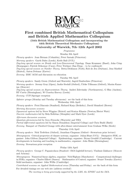 First Combined British Mathematical Colloquium and British Applied