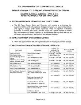 Page 1 of 10 COLORADO SPRINGS CITY CLERK's MAIL BALLOT