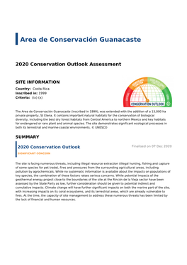 2020 Conservation Outlook Assessment