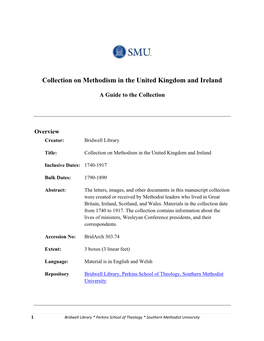 Collection on Methodism in the United Kingdom and Ireland