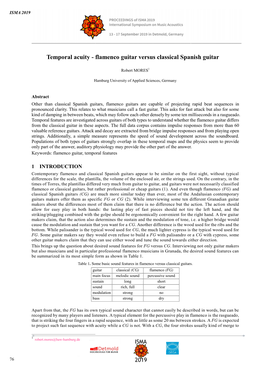 Temporal Acuity - Flamenco Guitar Versus Classical Spanish Guitar