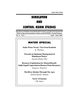 HIMALAYAN and CENTRAL ASIAN STUDIES (JOURNAL of HIMALAYAN RESEARCH and CULTURAL FOUNDATION) NGO in Special Consultative Status with ECOSOC, United Nations Vol