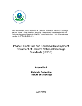 Cathodic Protection NOD, Phase I Uniform National Discharge