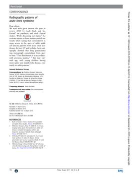 Radiographic Patterns of Acute Chest Syndrome Long-Term Lung Function