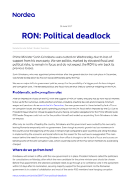 RON: Political Deadlock