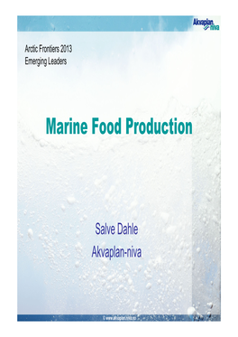 Marine Food Production