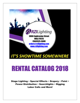 Rental Catalog 2018