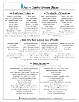 Desserts Menu